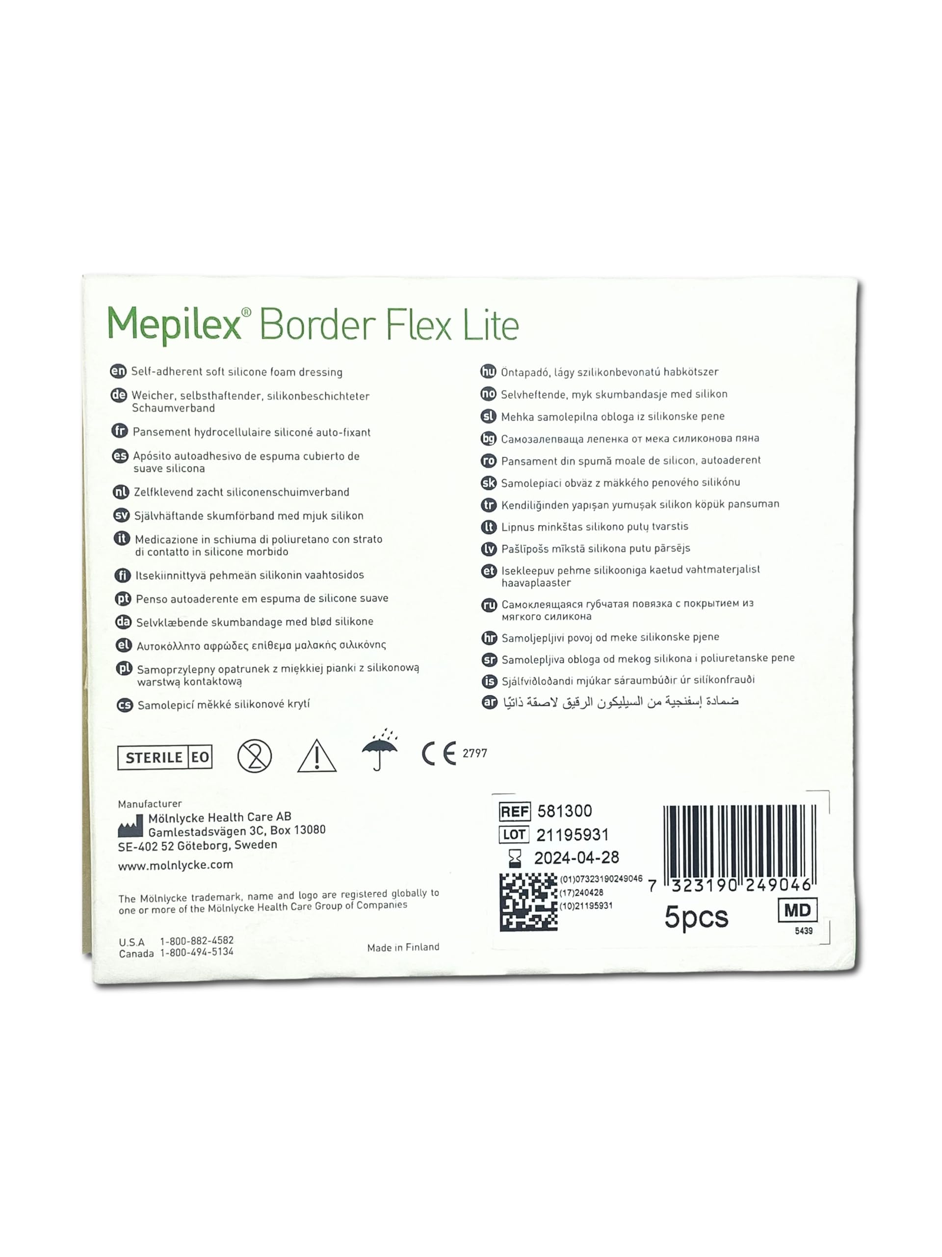 Border Flex Lite - Medicazione in schiuma, 10 x 10 cm, 5 pezzi