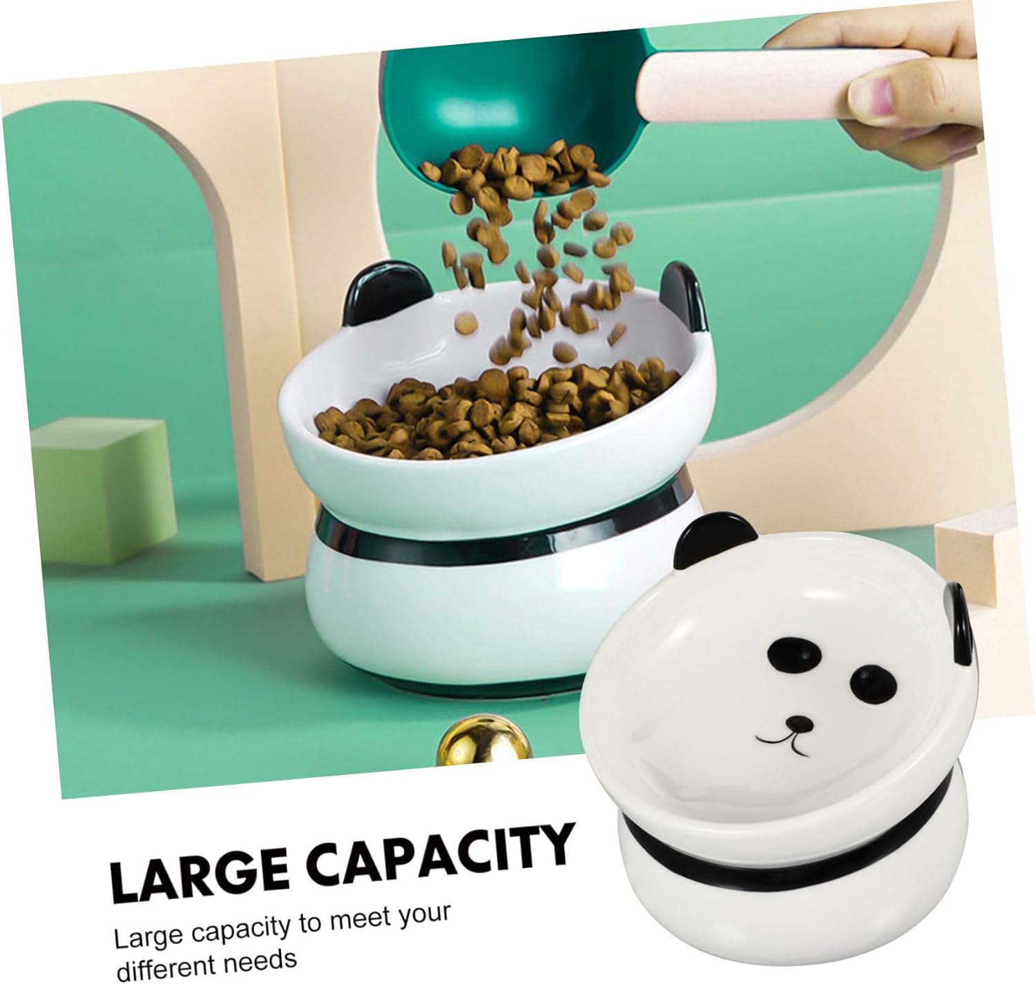 Ceramic Cat Bowl Oblique Mouth Design Neck Protector PET Feeding Bowl Food-Grade Ceramic Cat Dish Easy to Clean Non-Slip Base