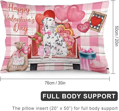 Miniatura 2 de Funda de almohada tamaño Queen, color rosa, diseño de búfalo a cuadros de corazón rojo, 20 x 30 pulgadas, para el día de San Valentín, rosa,