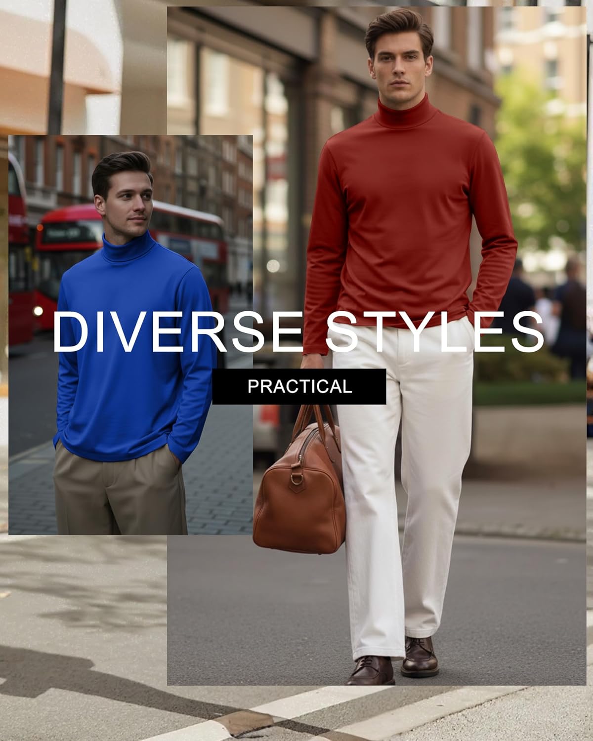 7 Pack Men's Turtleneck Tops, Long Sleeve Basic Pullover Sweaters Casual Slim Fit Lightweight Tees - Image 4