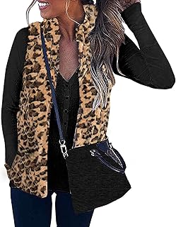 ZESICA Women's Sleeveless Zip Up Fuzzy Fleece Lightweight Fall Warm Zipper Vest With Pockets