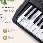 Costzon 61 Key Piano Clavier, Piano numérique électrique avec support & Banc, clés lumineuses, 200 Rythmes/Tonnes, Casques, Microphone, Sticker note, Piano Portable Clavier pour Débutants Adultes (Noir)
