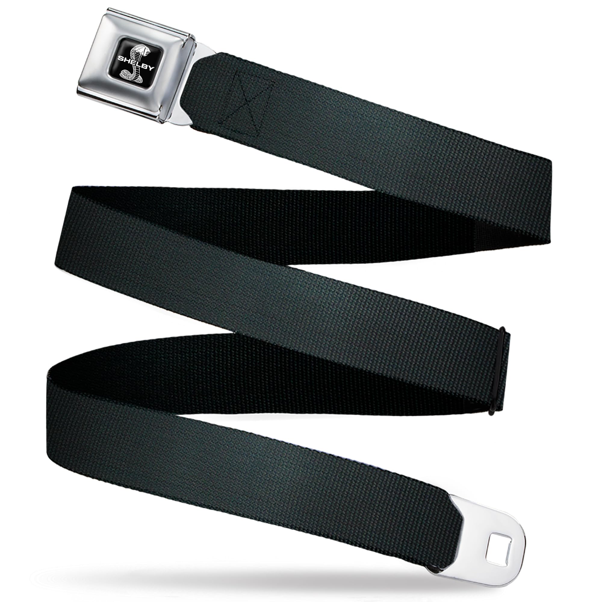 Buckle-Down Seatbelt Belt - Black, Carroll Shelby Cobra, Adult Reg (30"-44")