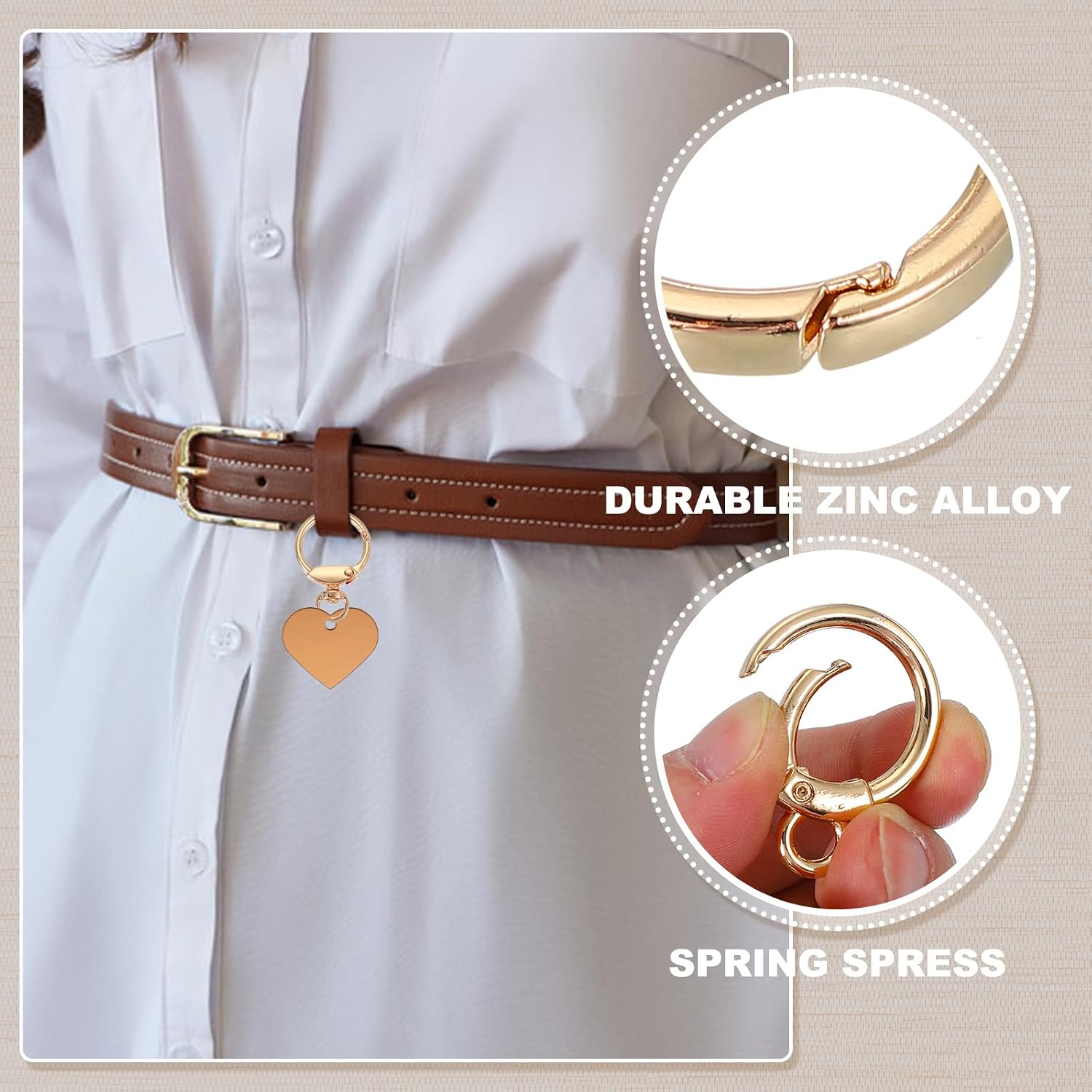 PATIKIL Round Spring Snap Hooks, 10 Pcs O Ring Clip Keychain Zinc Alloy Trigger Buckle for Purse Handbag DIY Accessory, Light Gold image 5