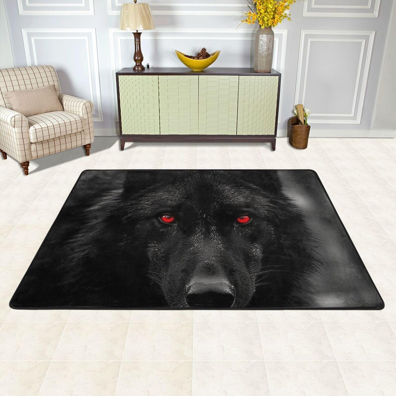 Tapis de sol doux aux yeux rouges grand format antidérapant