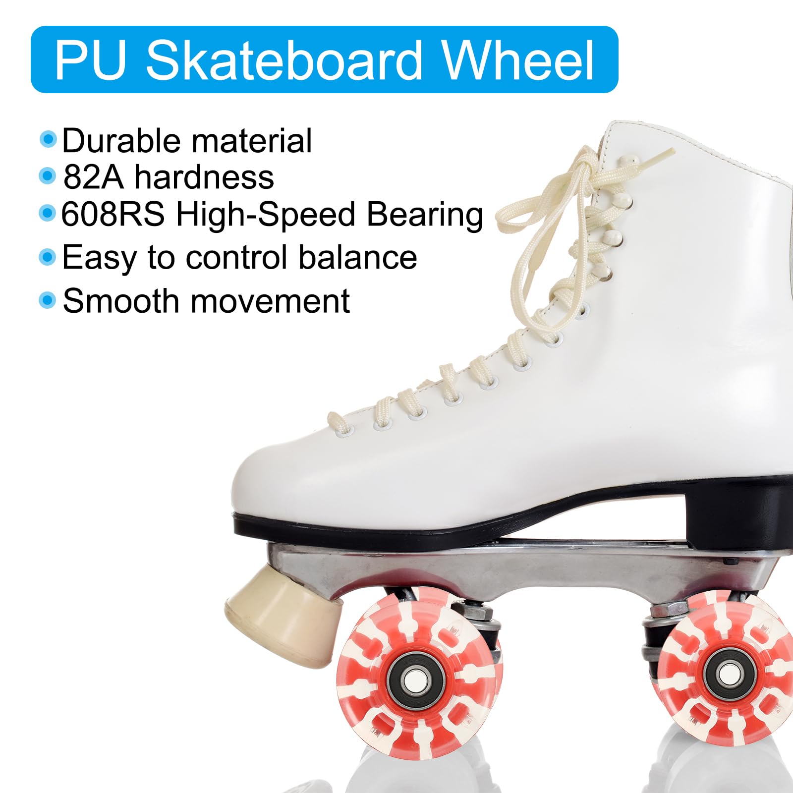 PATIKIL Set de Ruedas para Patines en Línea, 8 Pack 58mm 82A Juego de Ruedas de Skateboard Cruiser con Luces y Rodamientos para Patinaje al Aire Libre de Doble Hila, Rojo