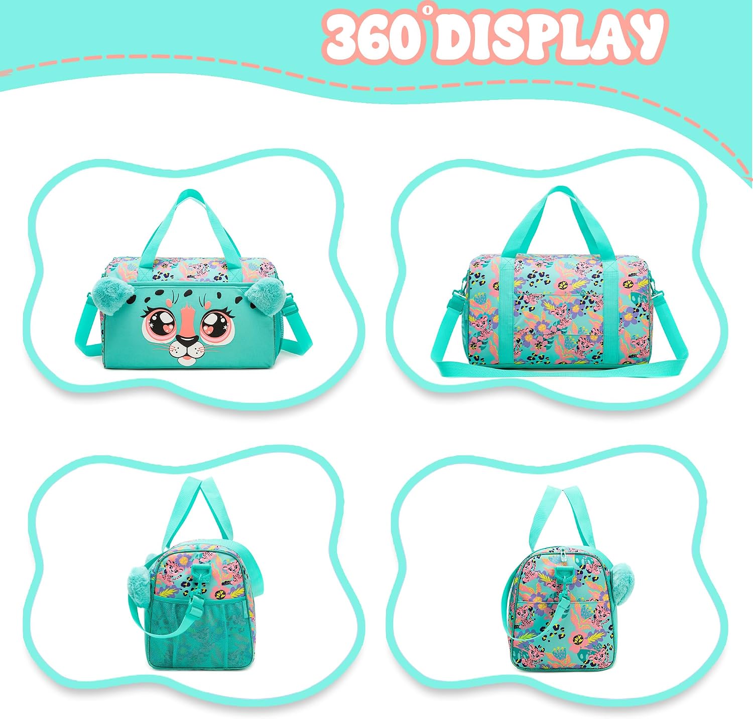Kids Luggage with Wheels Suitcases Travel Softside Suitcases 16" Carry on Suitcase with Duffle Bag Luggage Sets for Girls Airline Approved