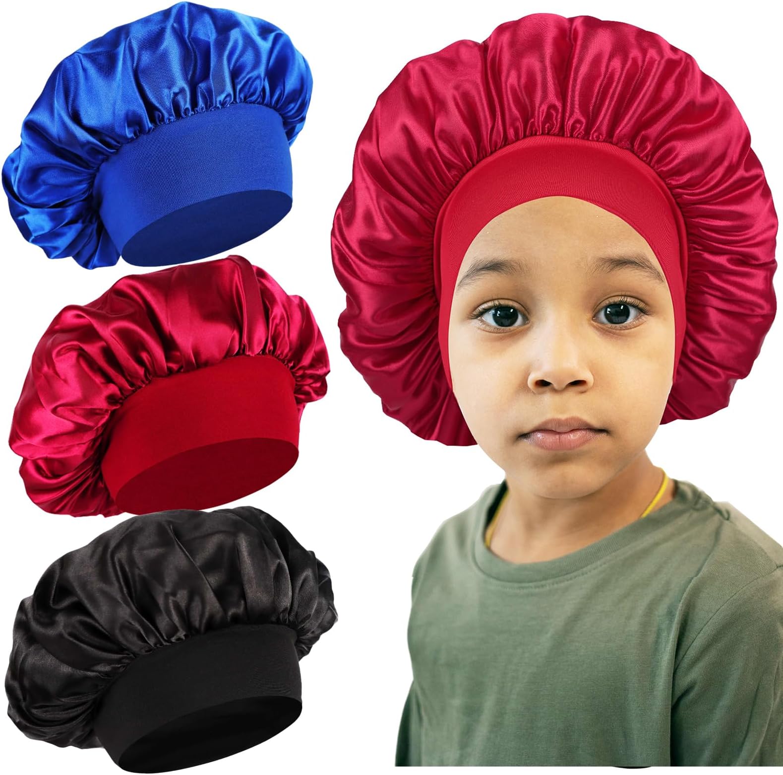 3 PCS Kids Bonnets for Girls,Silk Bonnet for Kid Sleeping,Toddler Bonnet for Boys and Girls