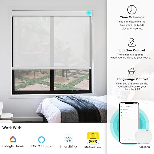 Miniatura 4 de Changshade Persianas enrollables solares motorizadas de tamaño personalizado para ventanas, persianas enrollables inalámbricas con filtro de luz