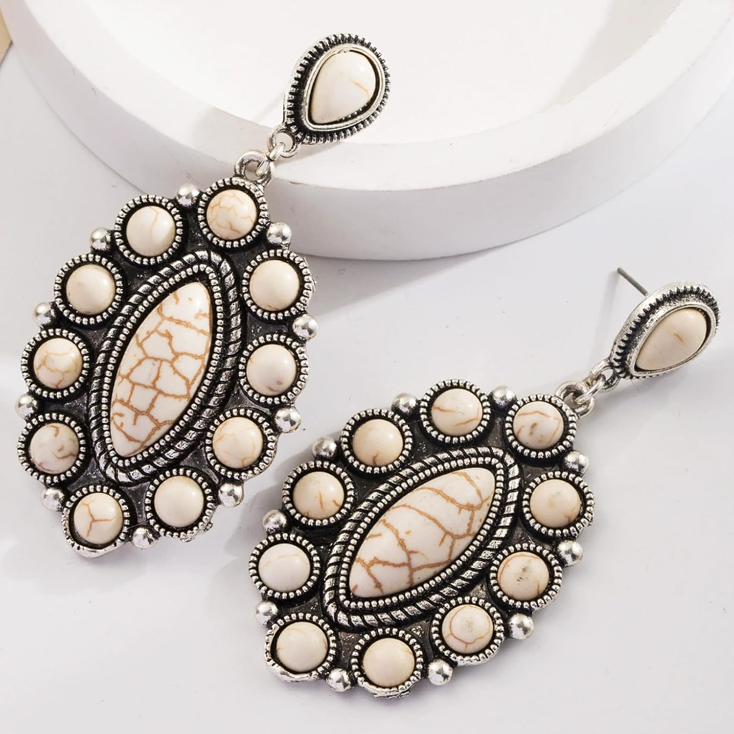 Western Earrings for Women White Turquoise Boho Statement Western Outfit Country Concert Jewelry - Image 7