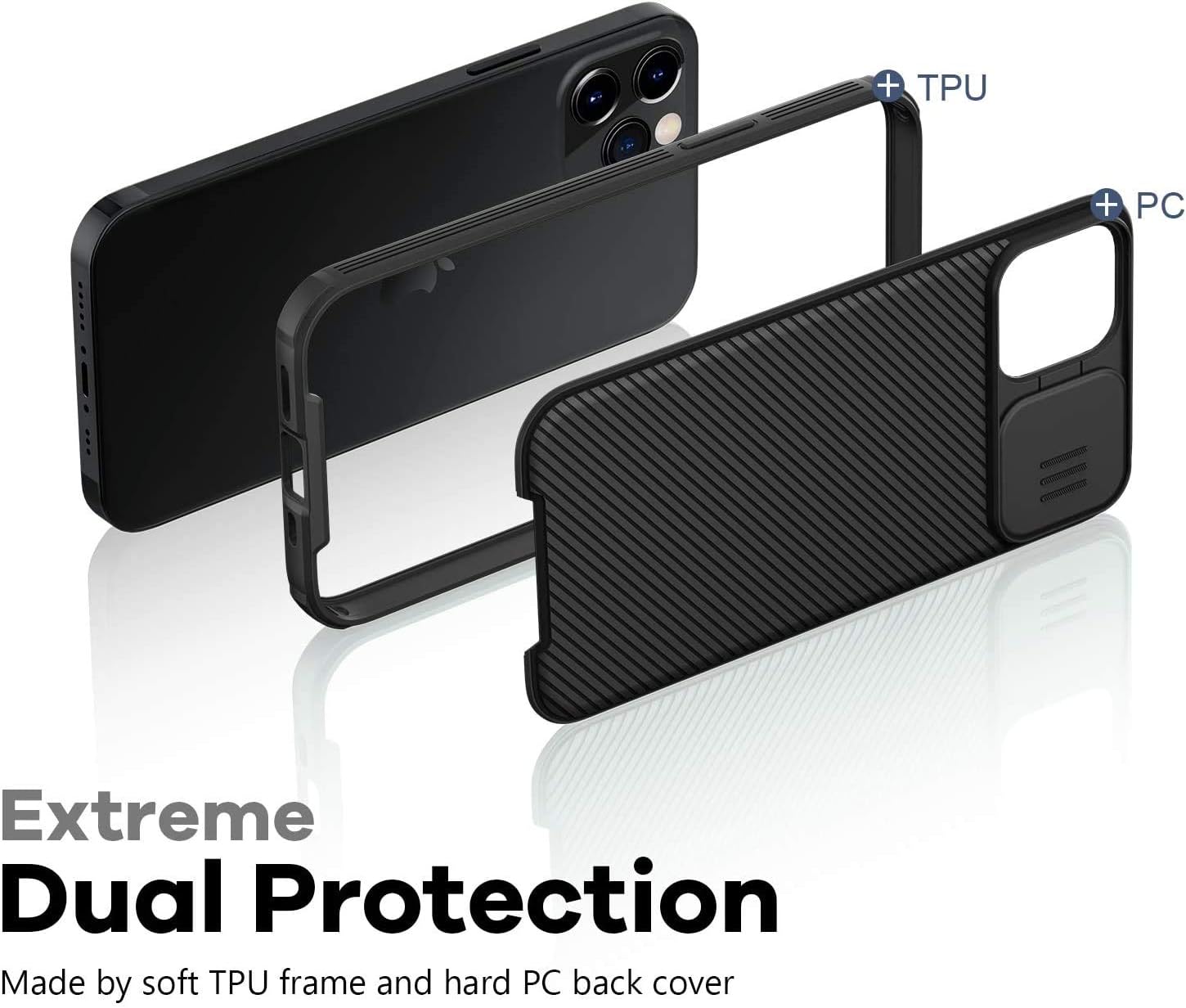 Nillkin Compatible for iPhone 12 Pro Max Case, CamShield Pro Series Case with Slide Camera Cover, Slim Stylish Protective Case for iPhone 12 Pro Max 6.7" - Black