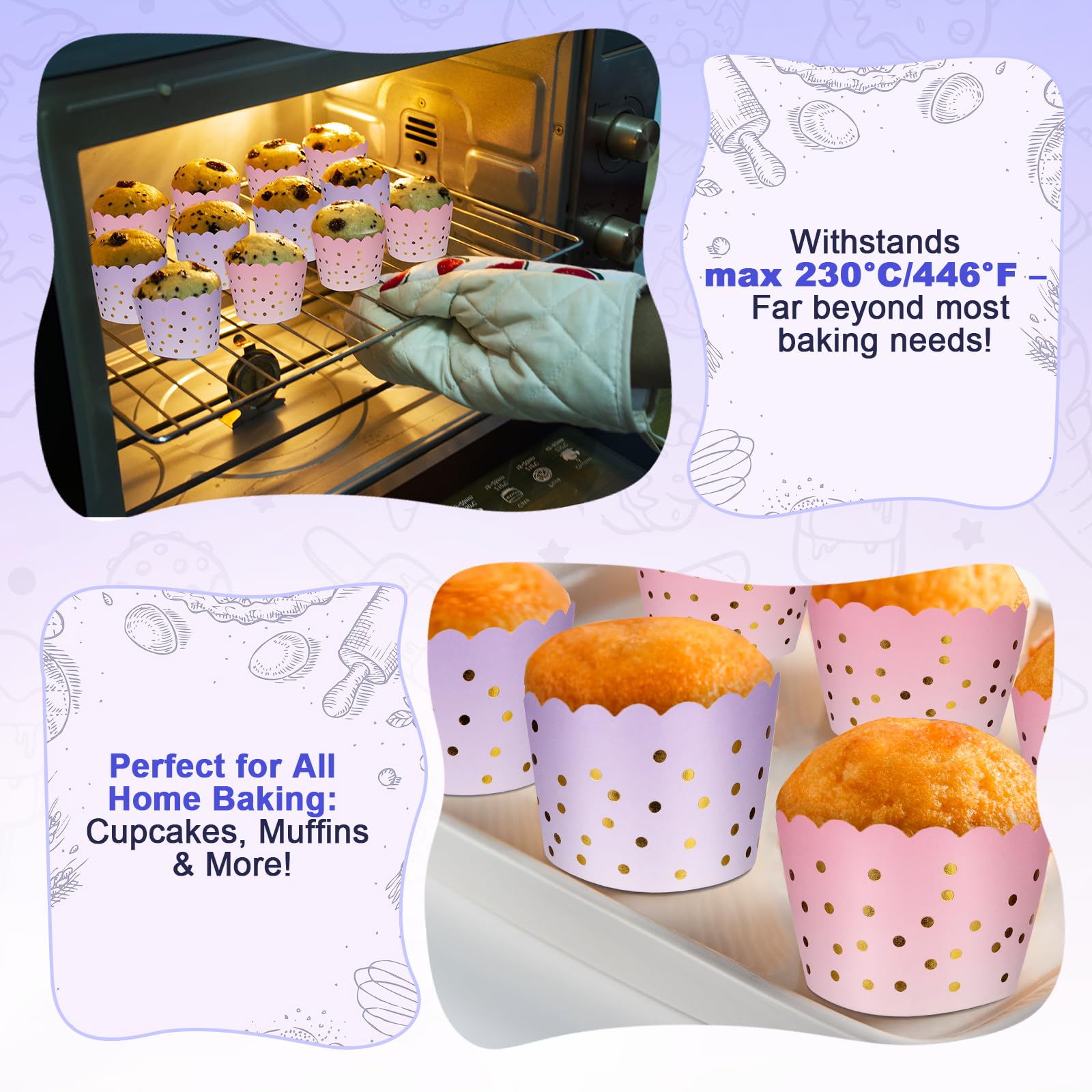 100 sztuk foremek do muffinek z papieru, 70 x 55 mm foremki do babeczek z eleganckimi wzorami, mini foremki do muffinek, miseczki do lodów z kartonu, dekoracje na wesela, imprezy, komplety