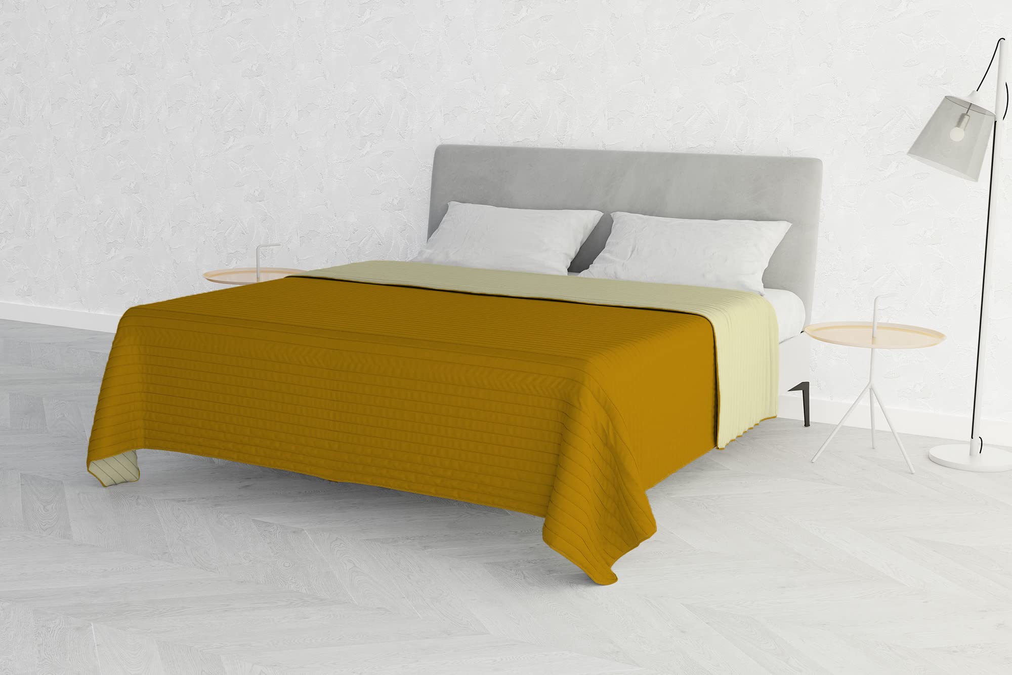 Italian Bed Linen Sogni e Capricci Summer Quilt Mustard/Cream, Double, 250x250cm