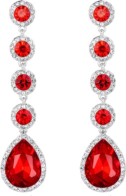 Clearine Women's Elegant Wedding Bridal Crystal Beaded Teardrop Chandelier Dangle Earrings Silver-Tone