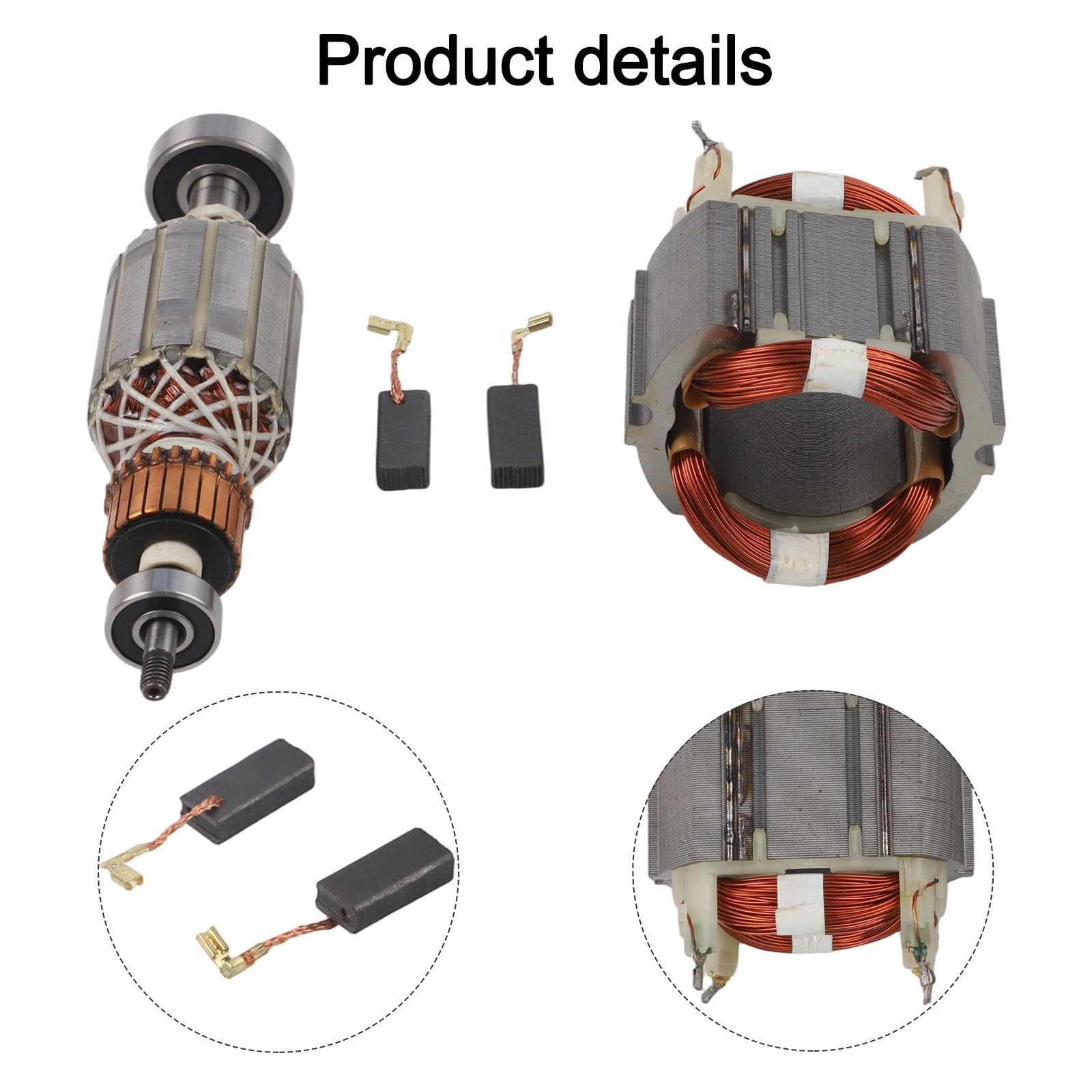 Lecreatekit Estator para rotor y juego de escobillas de carbono, compatible con HR4001C HR4010C HR4011C HR4003C HR4013C, sustituye a las piezas 513888-4 625758-6