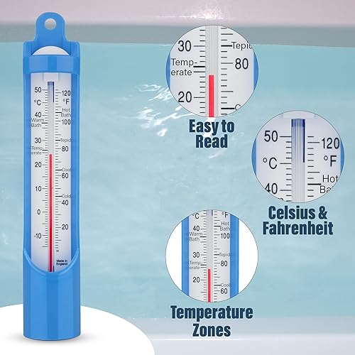 Miniatura 6 de Termómetro para piscina de 9.055 in  Termómetro de temperatura del agua de muestreo para baño, piscina, baño de hielo, termómetro de agua fácil de