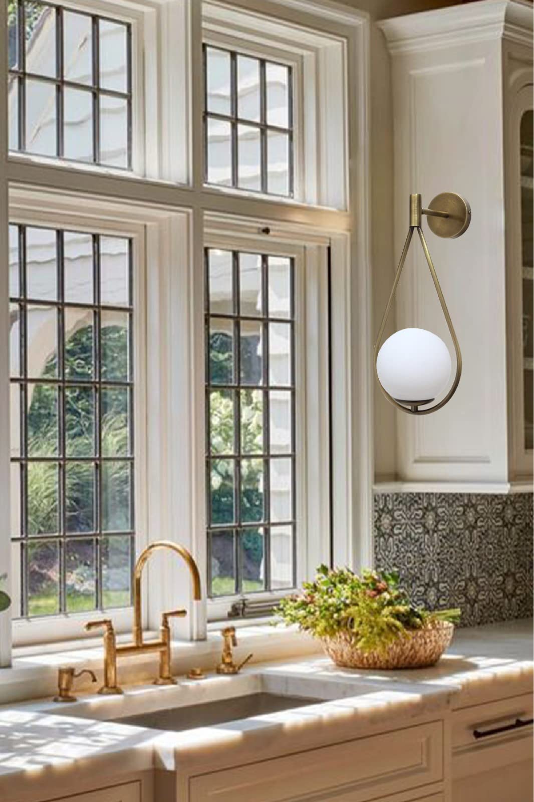 bamyum Ravenna Wandleuchte Innen Vintage Glas, Wandlampe Innen Vintage, Wandstrahler Innen, Wandlampe Schlafzimmer, Metall Wandleuchte, Deko Wohnzimmer Messing gebürstet Lampe Schlafzimmer Café