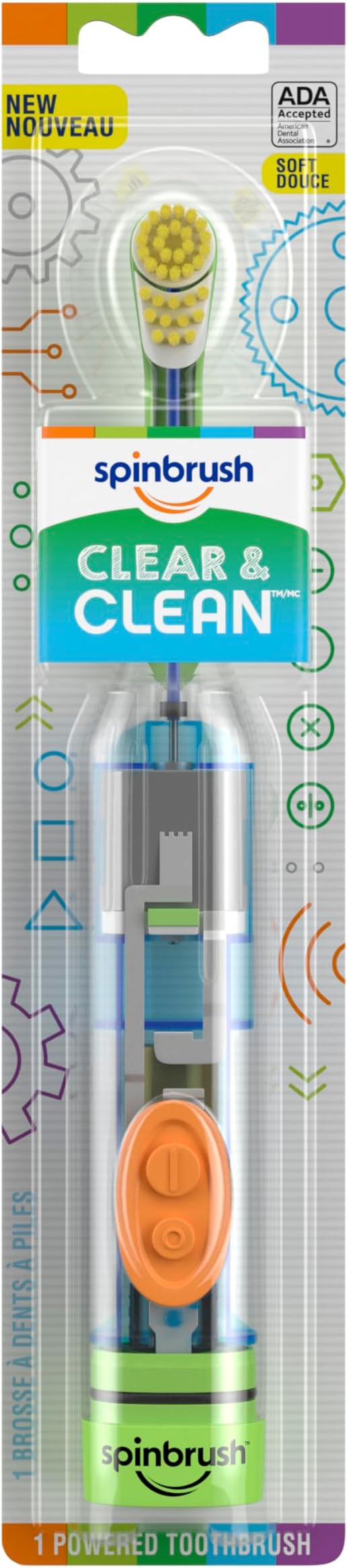Brosse à dents électrique Spinbrush pour enfants, poils souples, piles Duracell incluses