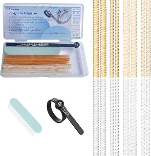 Ring Sizers for Loose Rings Gold & Clear, 18pcs Spiral Ring Sizers Fit Any Size Rings Updated Ring Guards Measuring Tool, Jewelry Polishing Stick Ring Adjuster for Women Men Loose Rings, Storage Box