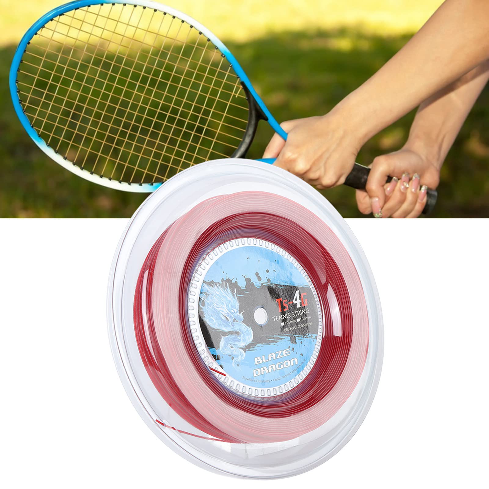 Corda da Tennis in Poliestere TS 4G Bobina da 200 m Corda per Racchetta Durevole ad Alte Prestazioni per Tutti i Giocatori Controllo avanzato Potenza Palestra Sport all'Aria Aperta
