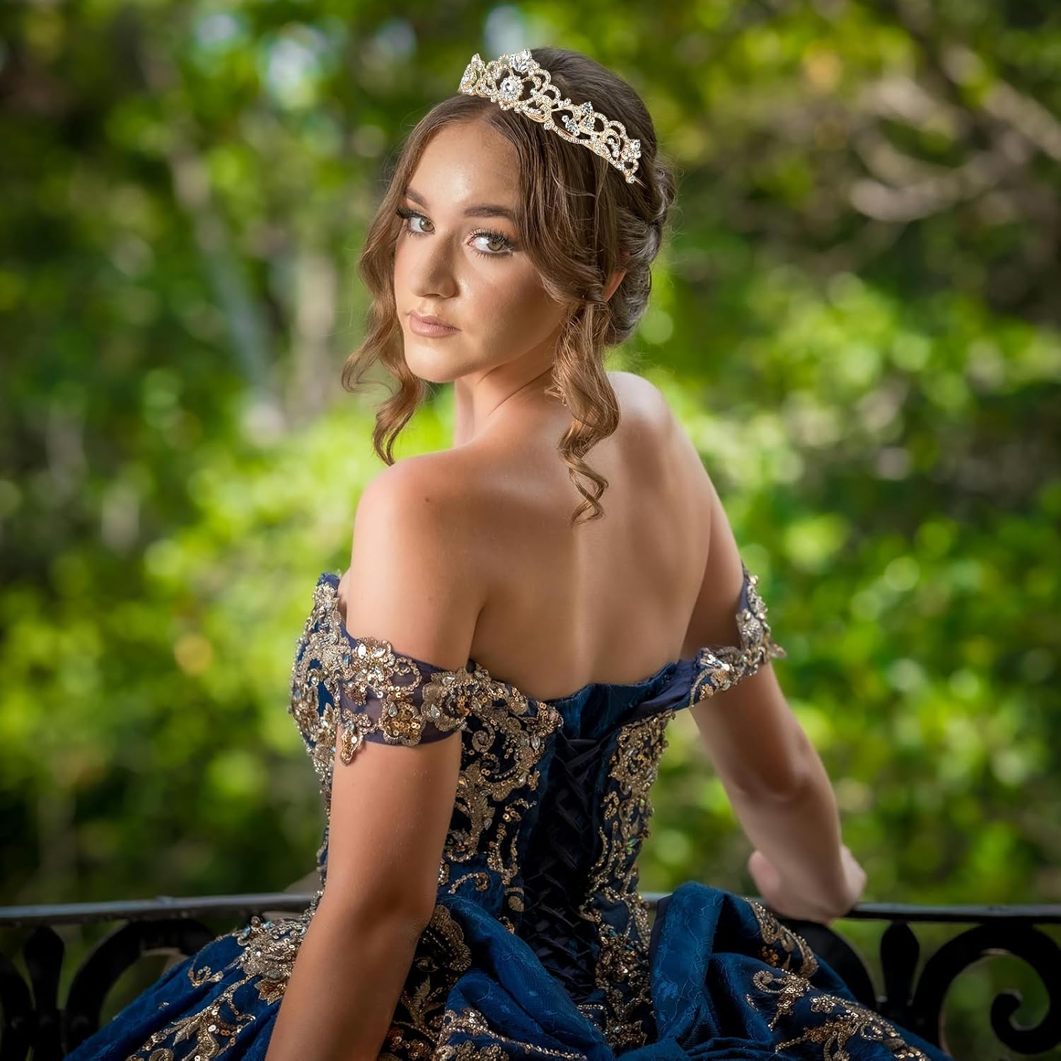 Gold Wedding Crown Crystal Tiara for Women Queen Crowns Princess Headband Rhinestones Gold Tiaras for Bride Sparkle Hair Accessories for Birthday Prom Pageant Party - Image 5