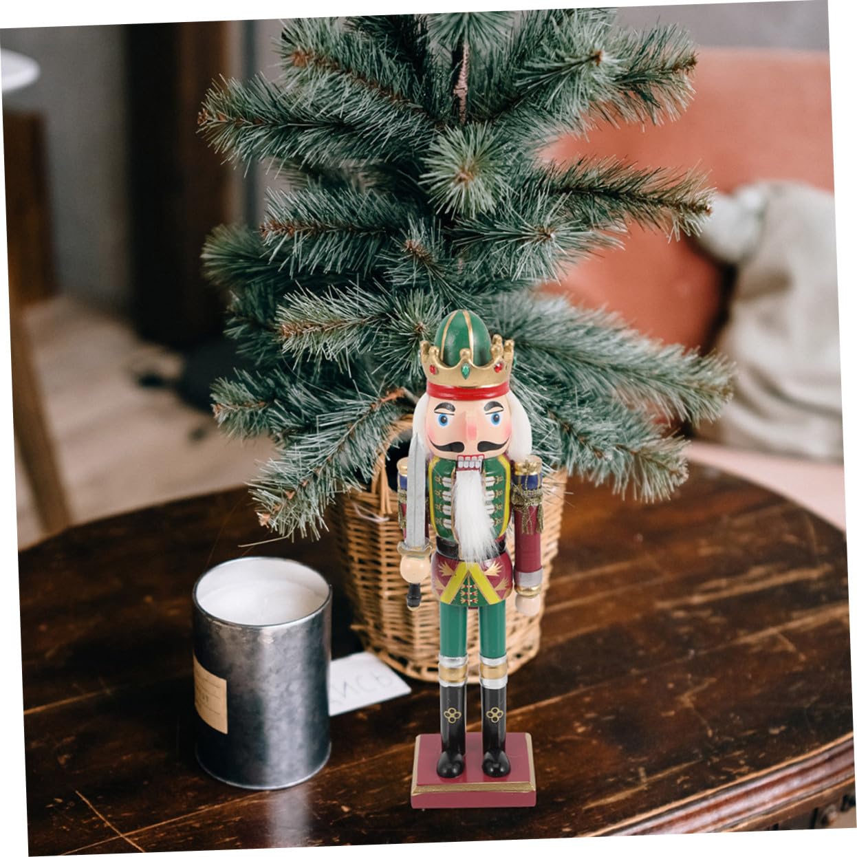 2 Piezas de Madera Decoración Navideña Adornos Festivos Soldado y para Hogar y Oficina