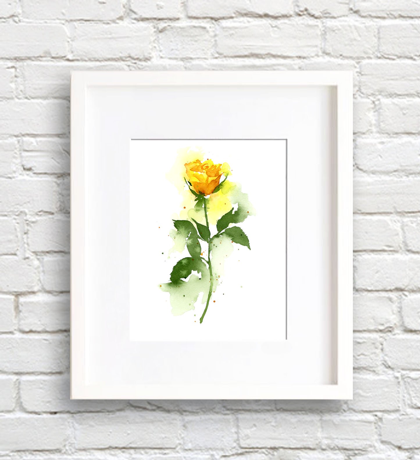 Amazon.com: Yellow Rose Floral Watercolor Art Print by Artist DJ 