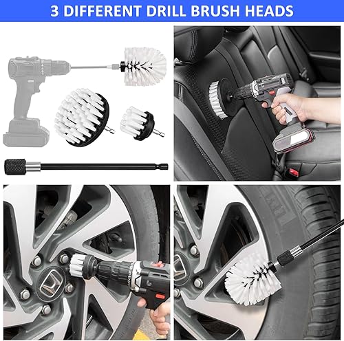 Miniatura 4 de AUTODECO Kit de limpieza de lavado de barco de 13 piezas con kit de cepillo de taladro de cubo plegable, almohadillas de fregar, esponja de lavado,