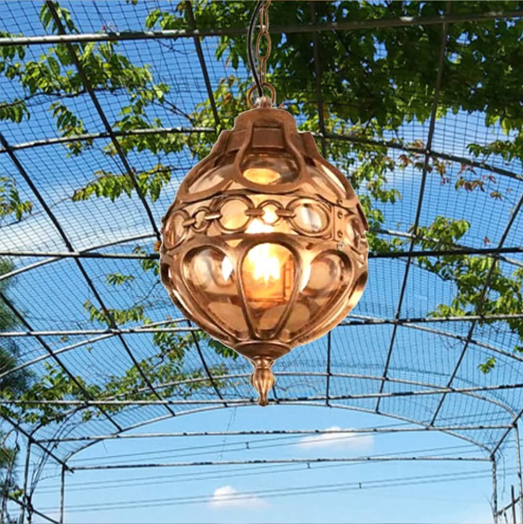Dunmw Bronze Vintage Pendant Light Outdoor Waterproof Ceiling Light Aluminum Glass Hanging Decoration Chandelier Lighting For Porch, Corridor, Villa, Yard, Vineyard, E27