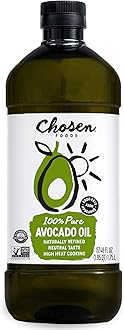 Chosen Foods 100% Pure Avocado Oil for Cooking - 1.75L - Made With Good Fats from Avocados, Naturally Refined, Never Adulterated, High Smoke Point, Non-GMO, Soy-Free, Canola Oil-Free, Gluten-Free, Keto