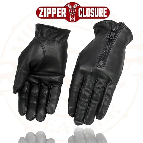 Miniatura 2 de Milwaukee Leather SH722 - Guantes de mano ligeros de cuero sin forro para mujer, color negro, con cierre de cremallera en la muñeca