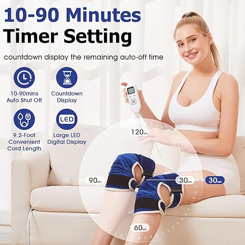 Miniatura 3 de JOBYNA 2 almohadillas térmicas para aliviar el dolor de rodilla, rodilleras de calor rápido de 30 segundos con apagado automático, nivel de calor de