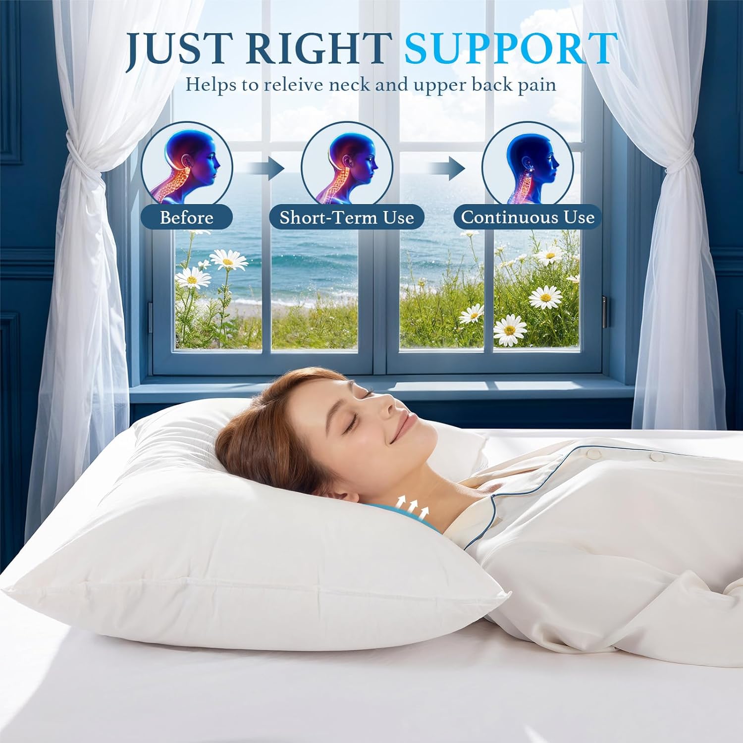 Luxury Canadian White Goose Down Pillows Standard Size Set of 2-750+ Fill Power, Soft Down Pillow for Sleeping, Plush Hotel Bed Pillows for Neck Pain Relief, Side Sleeper Pillow - 20"x26"