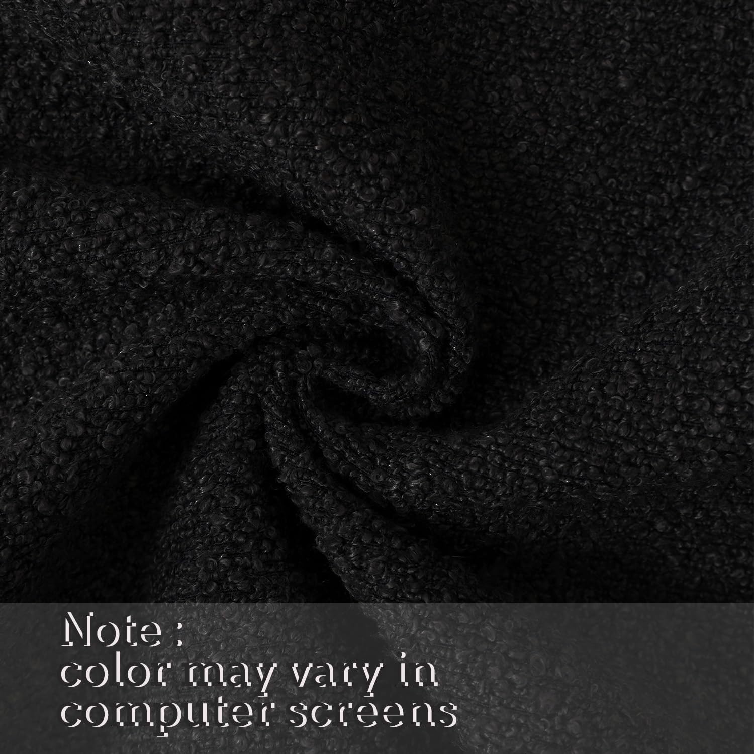 Jeneoo Black Decorative Square Thick Throw Pillow Covers Fine Textured Boucle Couch Cushion Case for Sofa Decor, Set of 2, 20 x 20 Inch image 3