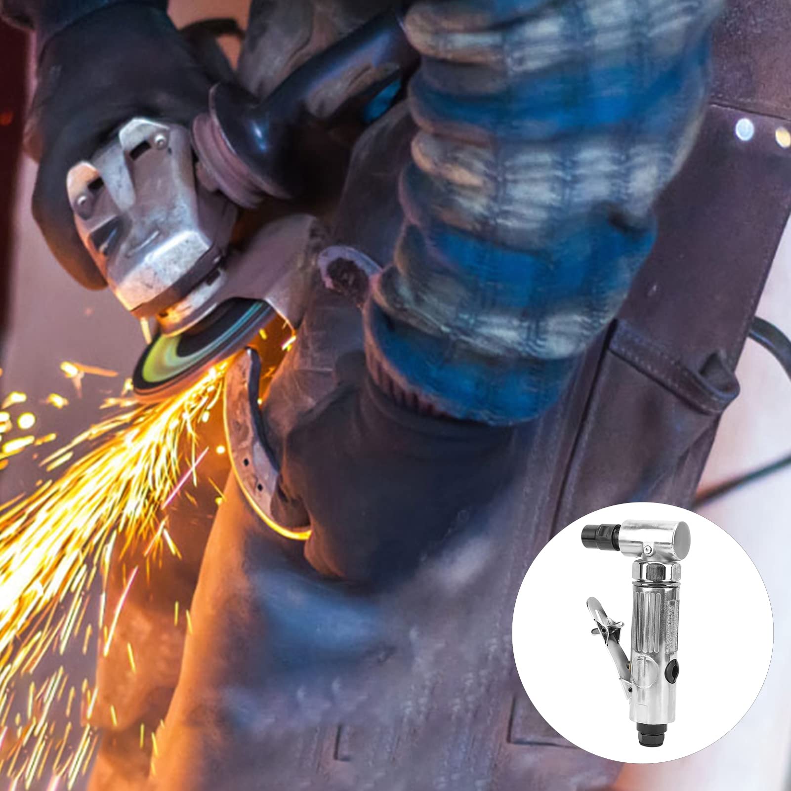 90 Degrees Bending Pneumatic Die Grinder with 2 inch Grinding Disc BSP for Metal, Wood, Rubber, and Casting Surfaces