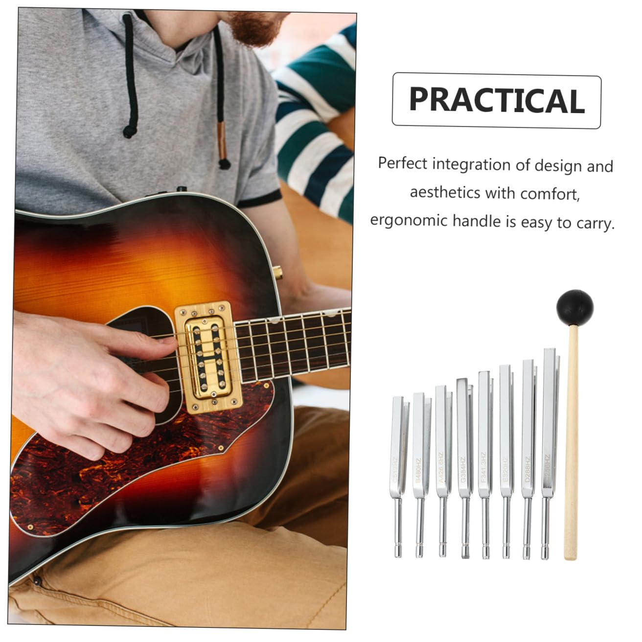 HANABASS Stimmgabel aus Aluminium für Gitarren und Geige Rostfrei und Tragbar Geeignet für Musikunterricht und Präzises Stimmen von Instrumenten