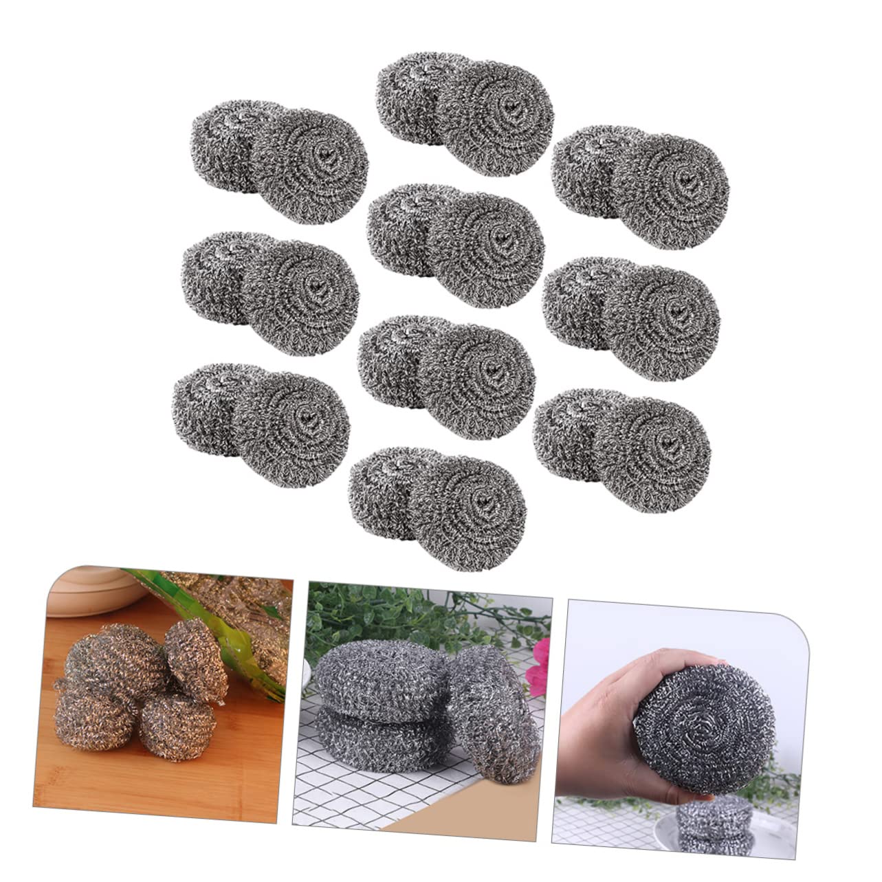 MOLUCKFU 20pcs Wire Cleaning Ball Grill Stone Cleaning Block Utensil Scrubber Dish Washing Scrubbers Pan Steel Scrubber Cleaning Scrubber Pan Scrubber Steel Wool Pads Wire Ball Steel Wire