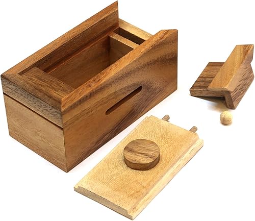 Miniatura 3 de Cofre del tesoro juego de caja de triple rompecabezas para adolescentes y niños dinero mágicobaratija pequeñatarjetero de regalo, compartimentos