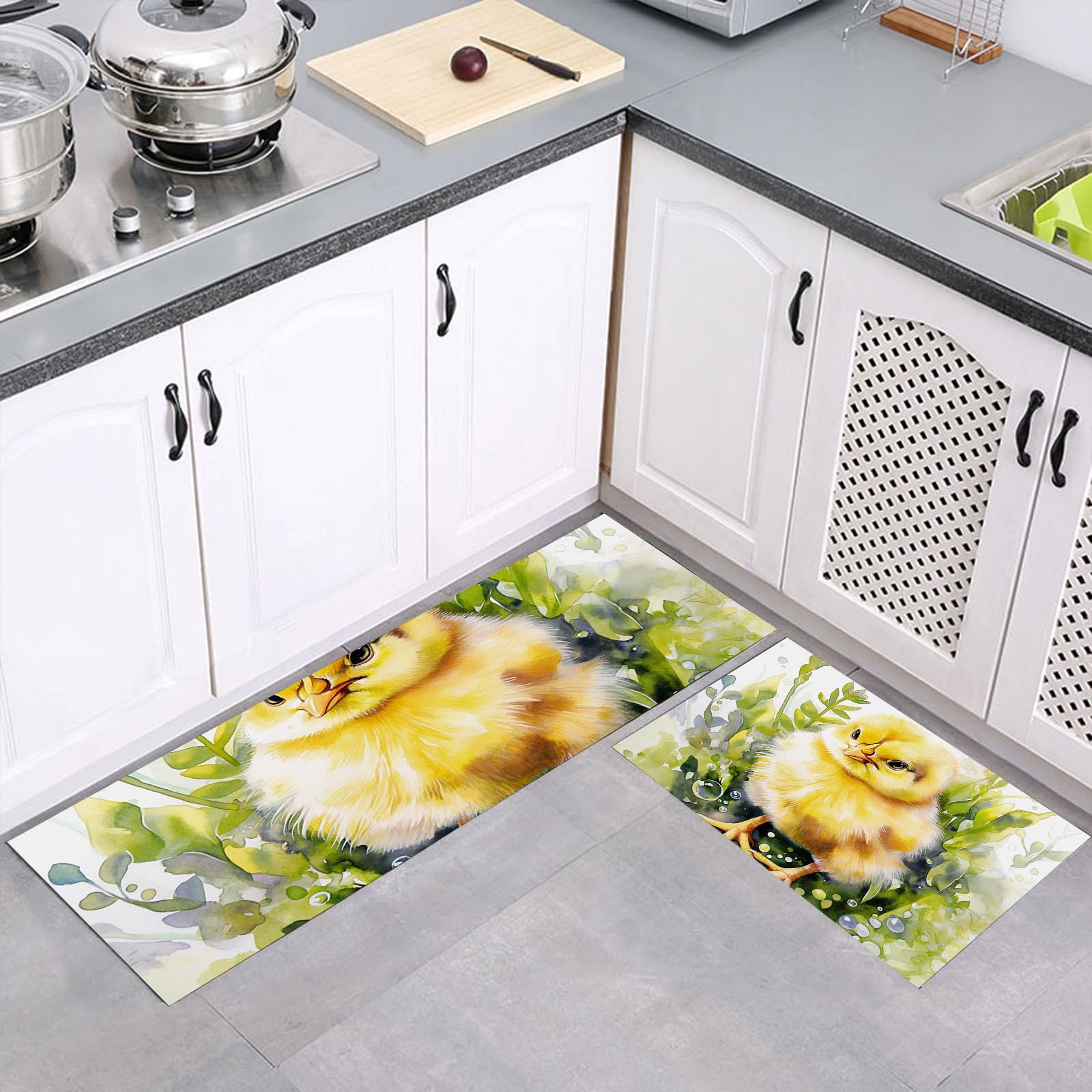 Alfombras de cocina antideslizantes y lavables de 2 piezas con superficie cómoda antifatiga