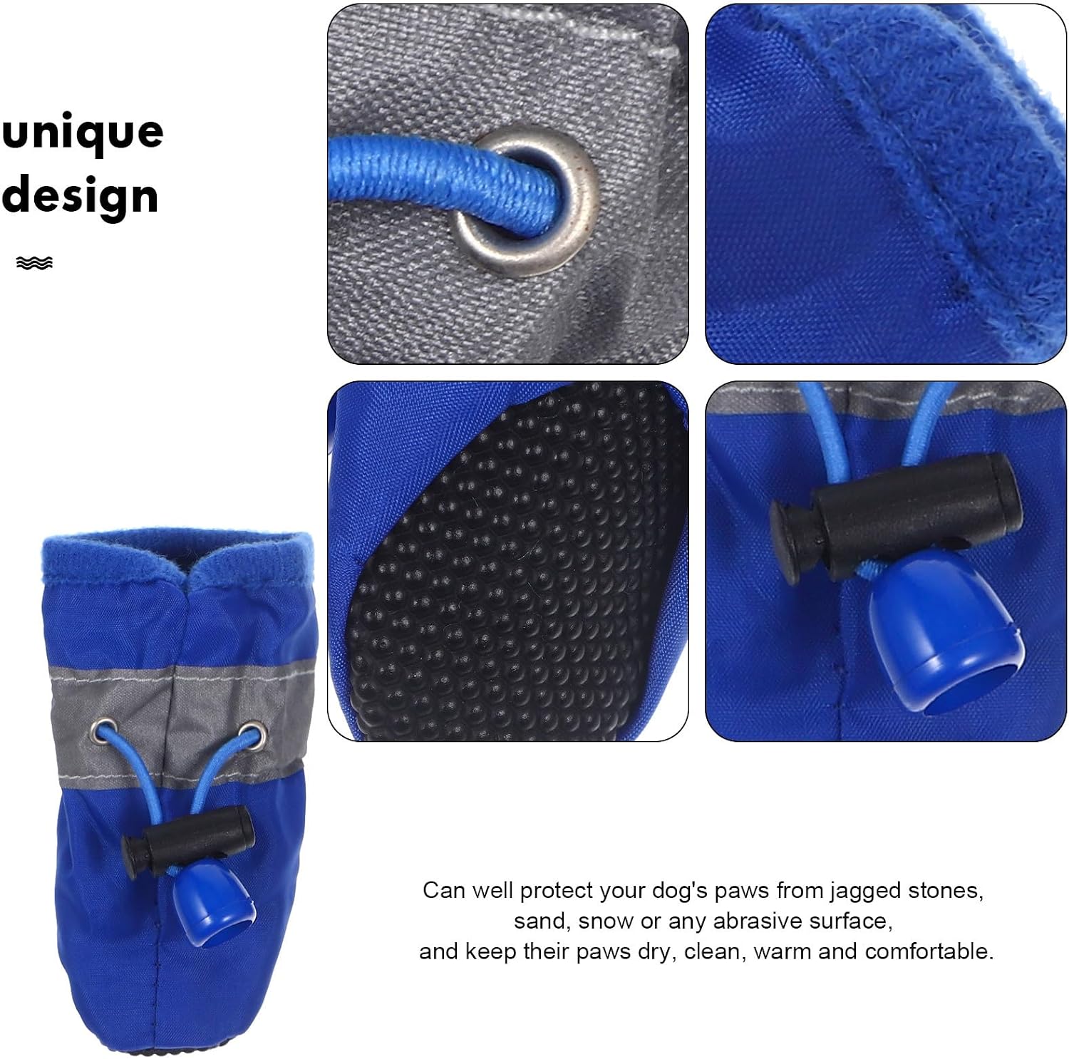 Hemobllo Waterproof Dog Boots XS 4-Pack, Neoprene Anti-Slip Paw Protectors, Rain & Snow Gear for Small Dogs, Keeps Paws Dry on Hot Pavement & Hiking Trails