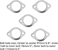 Vista 3 de Junta de brida de escape de 2 pernos de 2.5 pulgadas y 2.441 in Colector de brida de silenciador de 2.5 pulgadas 120-06310-0002 Junta de perno