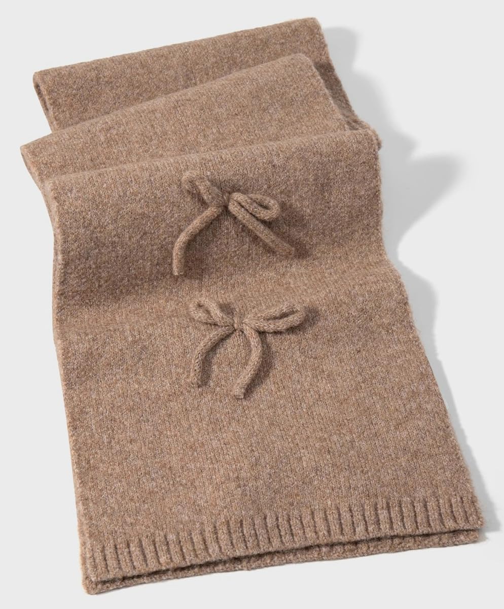 Bow Winter Scarf Women Chunky Winter Knitted Scarves Cold Weather Fashion Cashmere Pashmina Shawl Wraps Scarves - Image 5