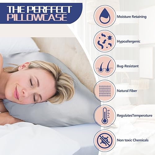 Vista 33 de Funda de almohada de satén, más suave que la seda, 1 paquete, fundas de almohada de satén con cremallera, fundas de almohada de enfriamiento