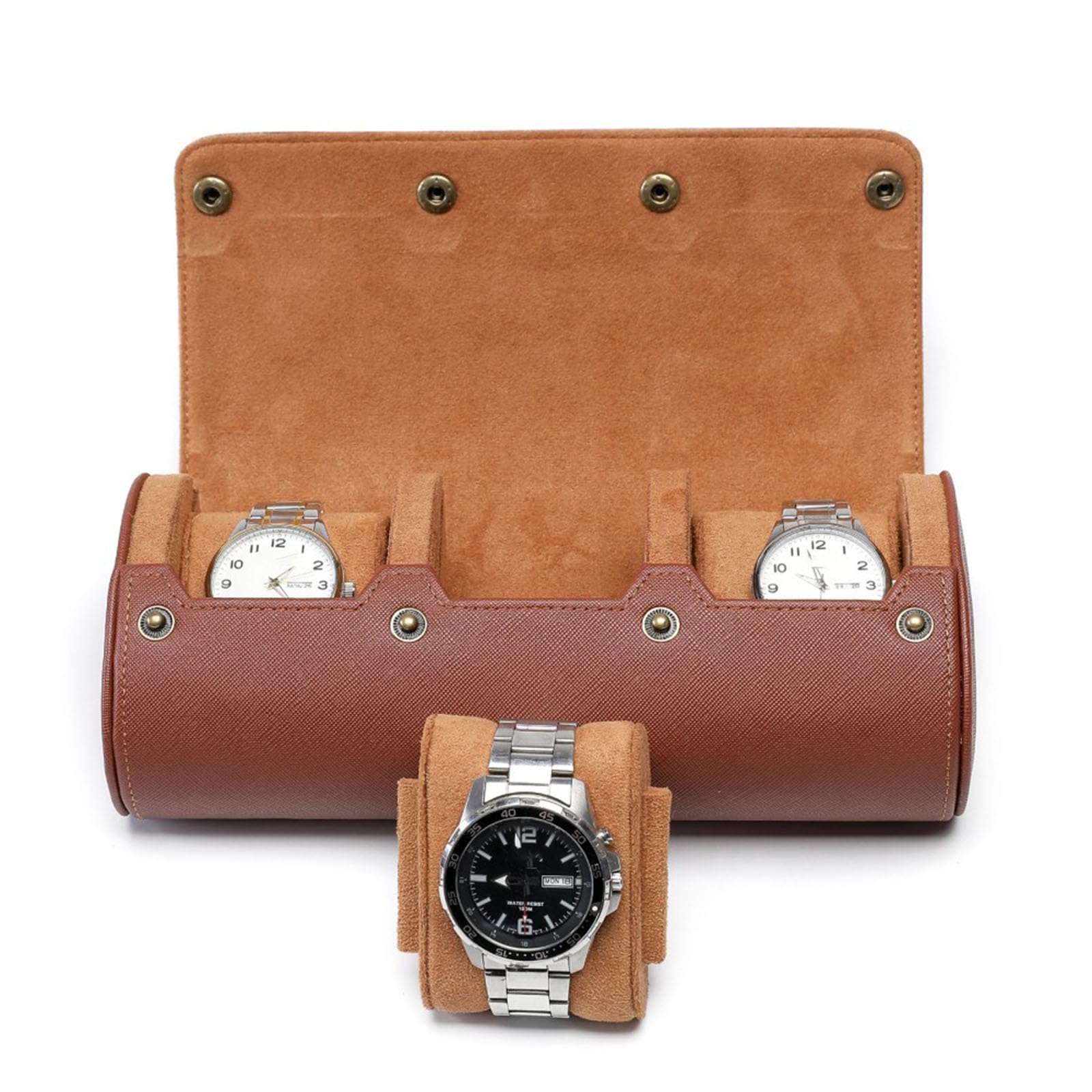 PURPLELILY Estuche de viaje para reloj, caja de almacenamiento para relojes de pulsera, almohadas extraíbles, contenedor de joyería para viajeros de negocios, contenedor de reloj, caja protectora