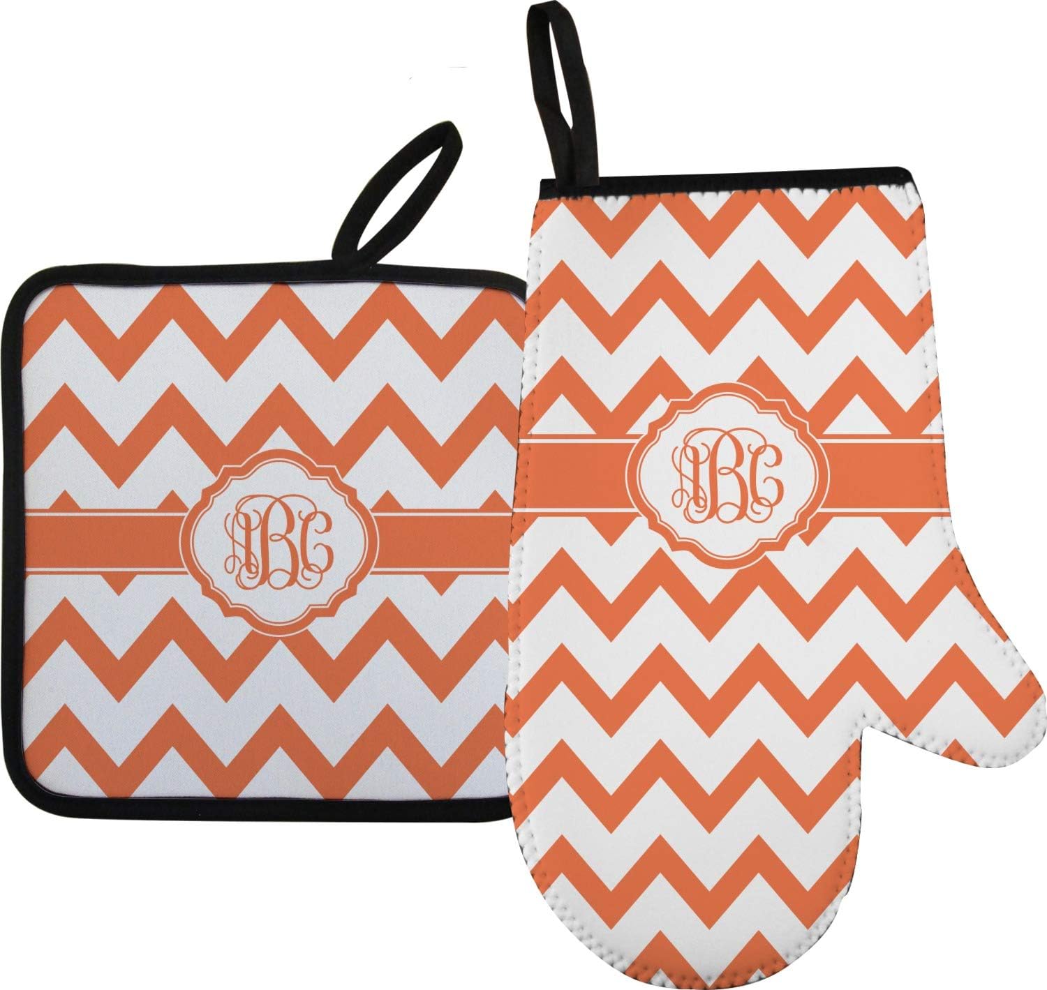 YouCustomizeIt Personalized Chevron Right Oven Mitt & Pot Holder Set w/Monogram