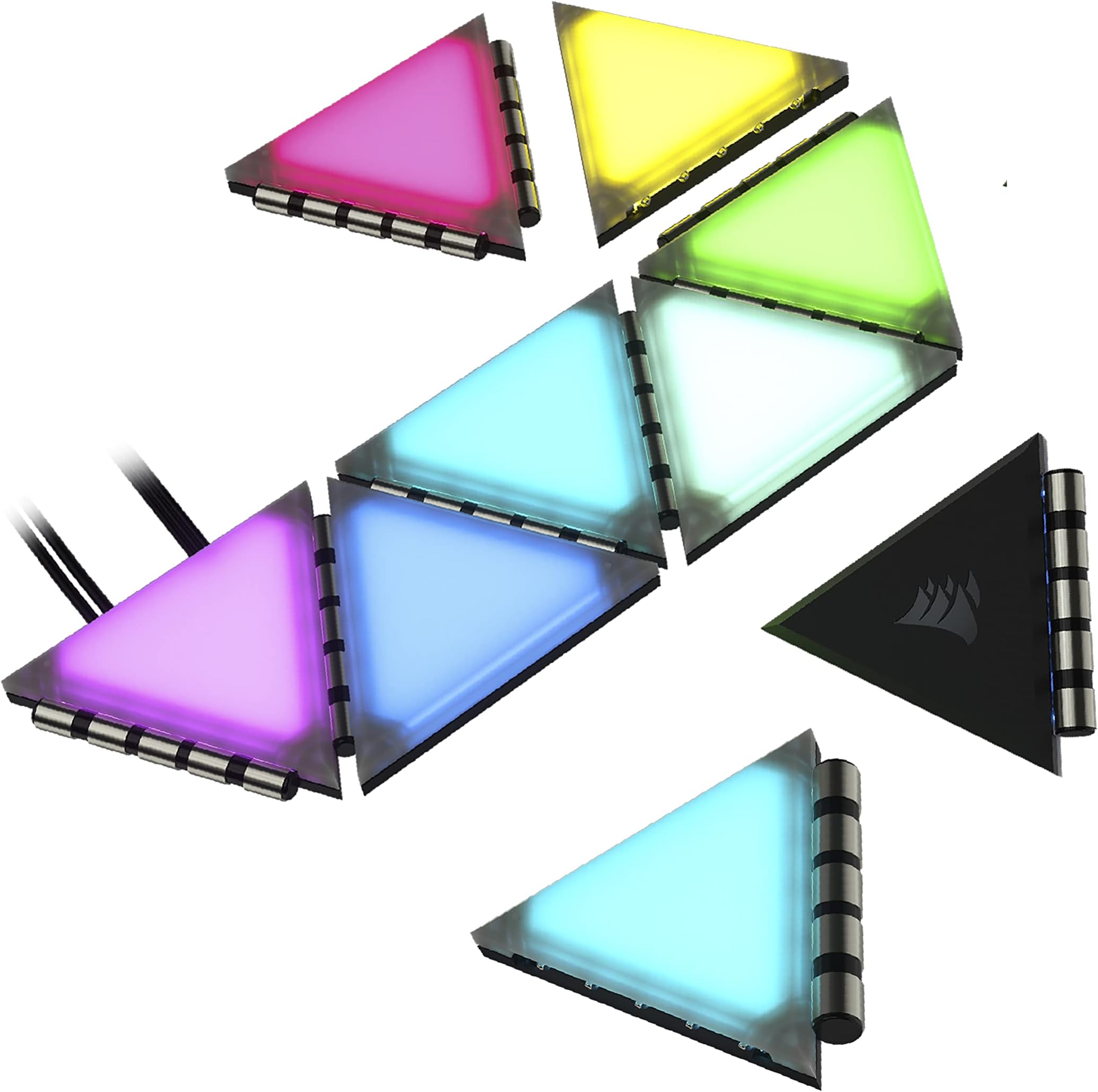 Corsair iCUE LC100 Case Accent Lighting Panels - Mini Triangle - 9X Tile Expansion Kit (81 RGB LEDs with Light Diffusion, Simple Magnetic Attachment) Clear