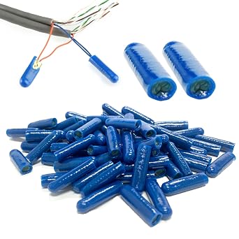 100pcs B Connector Wire Telephone Alarm Wire Crimp Beanies Splices for Low Voltage Blue Type II