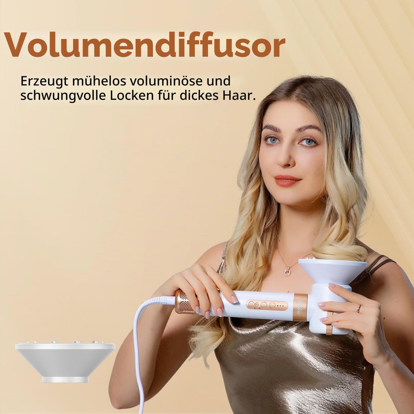 UKLISS 7 in 1 Hairstyler, Pro Haarstyler & Haartrockner Set mit Warmluft Lockenbürste, 1400W Hair Dryer, Rundbürstenföhn, Warmluftbürste, Haarföhn, Thermal Brush, Geschenke für Frauen Haarstyling