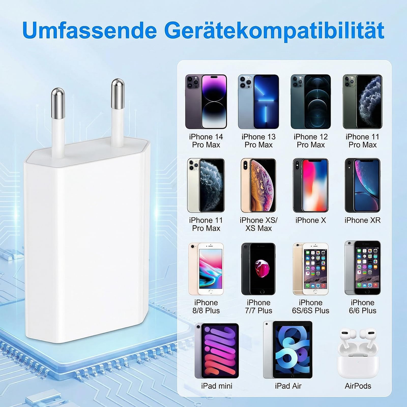 Set di 2 caricabatterie USB 5 V 1 A, spina USB e alimentatore di rete, spina universale compatibile con la serie iPhone e Samsung, Xiaomi, Huawei e altri smartphone