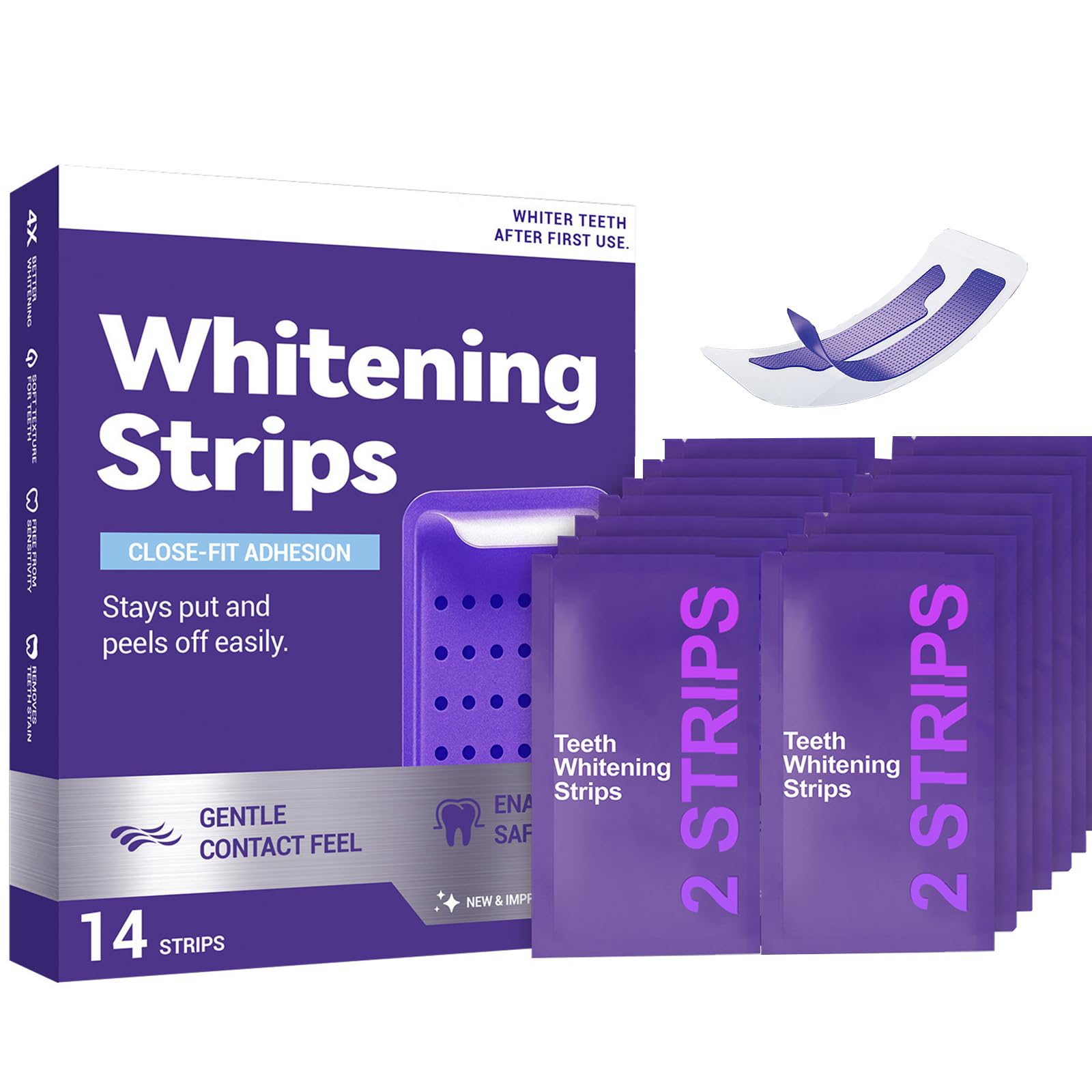 Lila Teeth Whitening Strips, Bleaching Zahnaufhellung-Streifen in 14 Tagen, Einfachen Aufhellen Zähne für Schnelles Entfernen Aller Flecken und Sie Sich Schnell Weiße Zähne